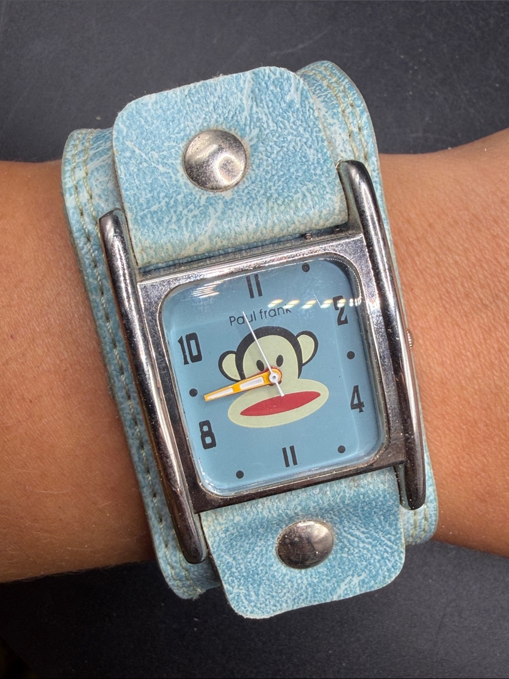 Paul Frank Julius the Monkey Y2K Vintage 2000s Square Blue Watch Timepiece Untst